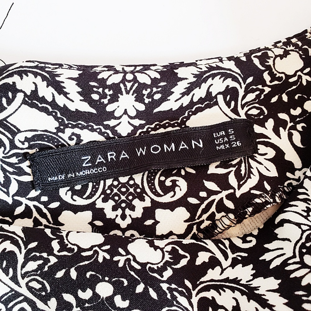 ZARA Woman Black & White Floral Sheath Dress S - Picture 2 of 7